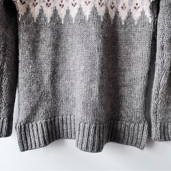 J. Jill Cabincore Gray Fair Isle Pullover Cozy Knit Sweater Size S - Picture 5 of 13